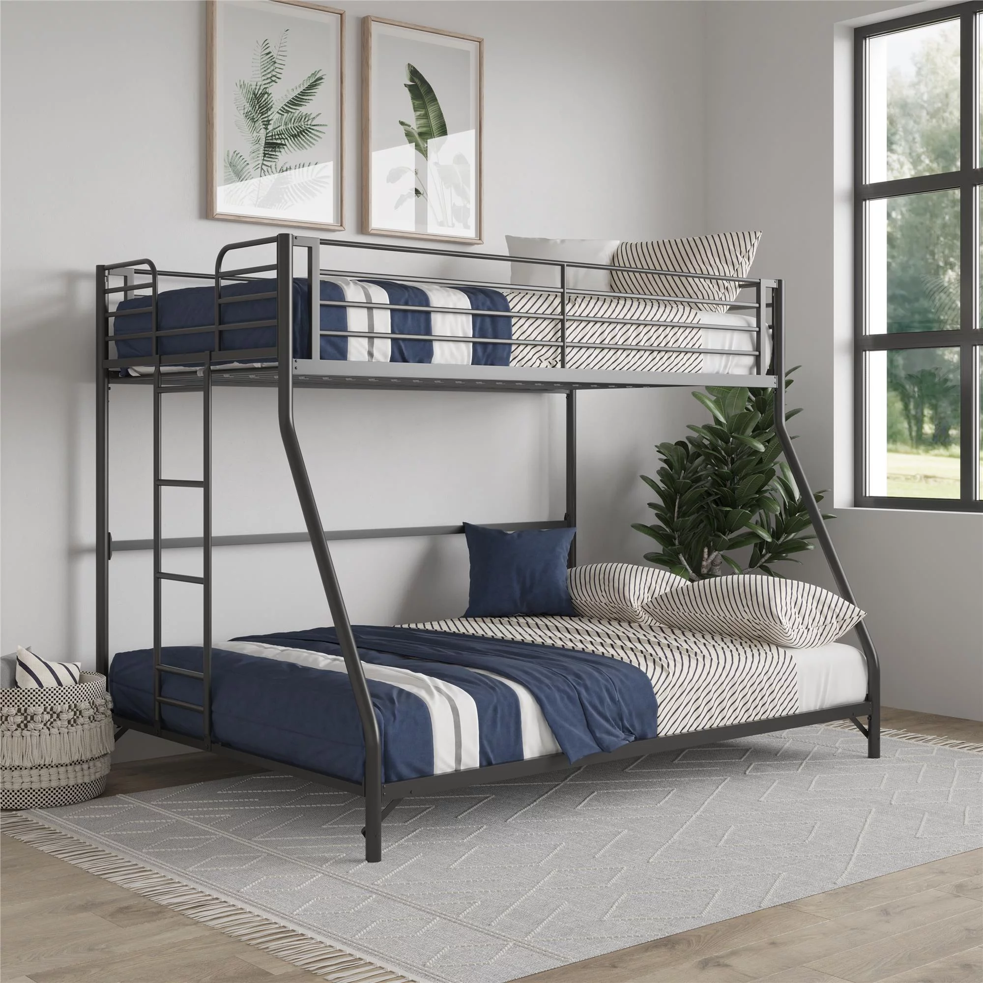 DHP Daven Easy Assembly Twin-over-Full Metal Bunk Bed, Black