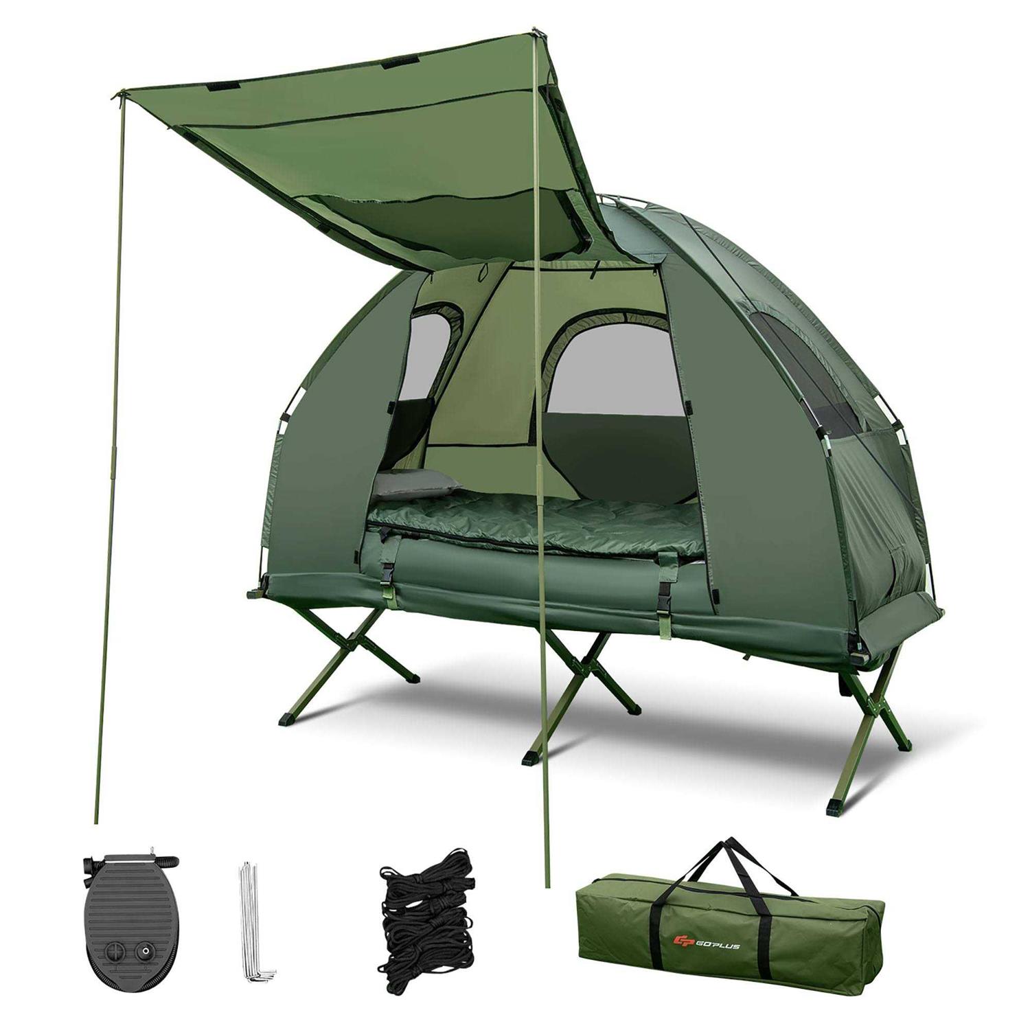 Costway 2-Person Foldable Outdoor Camping Tent Cot with Air Mattress &amp; Sleeping Bag - Sports Supplies Online Store