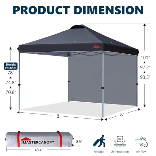 MASTERCANOPY Durable Pop-up Canopy Tent with 1 Sidewall (10'x10',White)