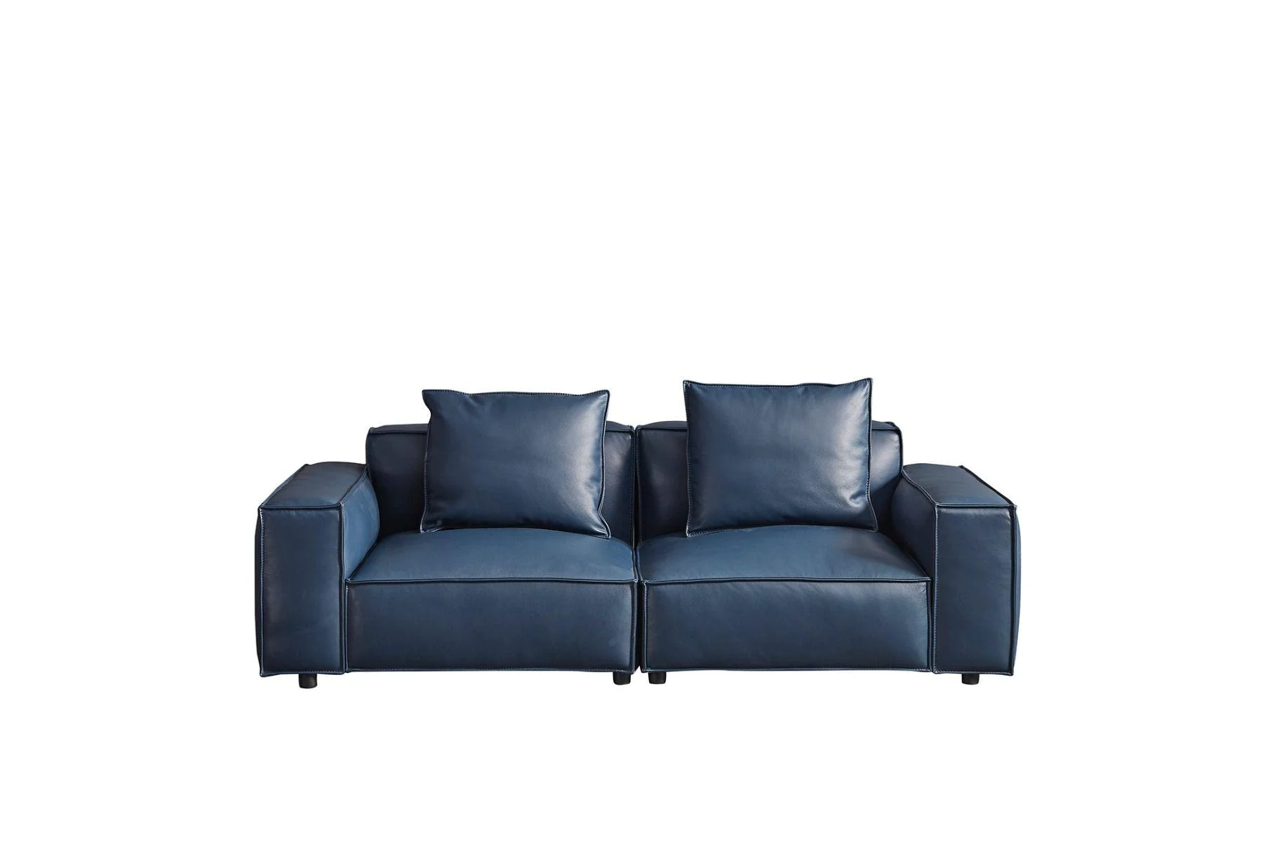Modern Navy Blue Full Leather Sofa Set 4Pcs American Eagle EK8008-NB
