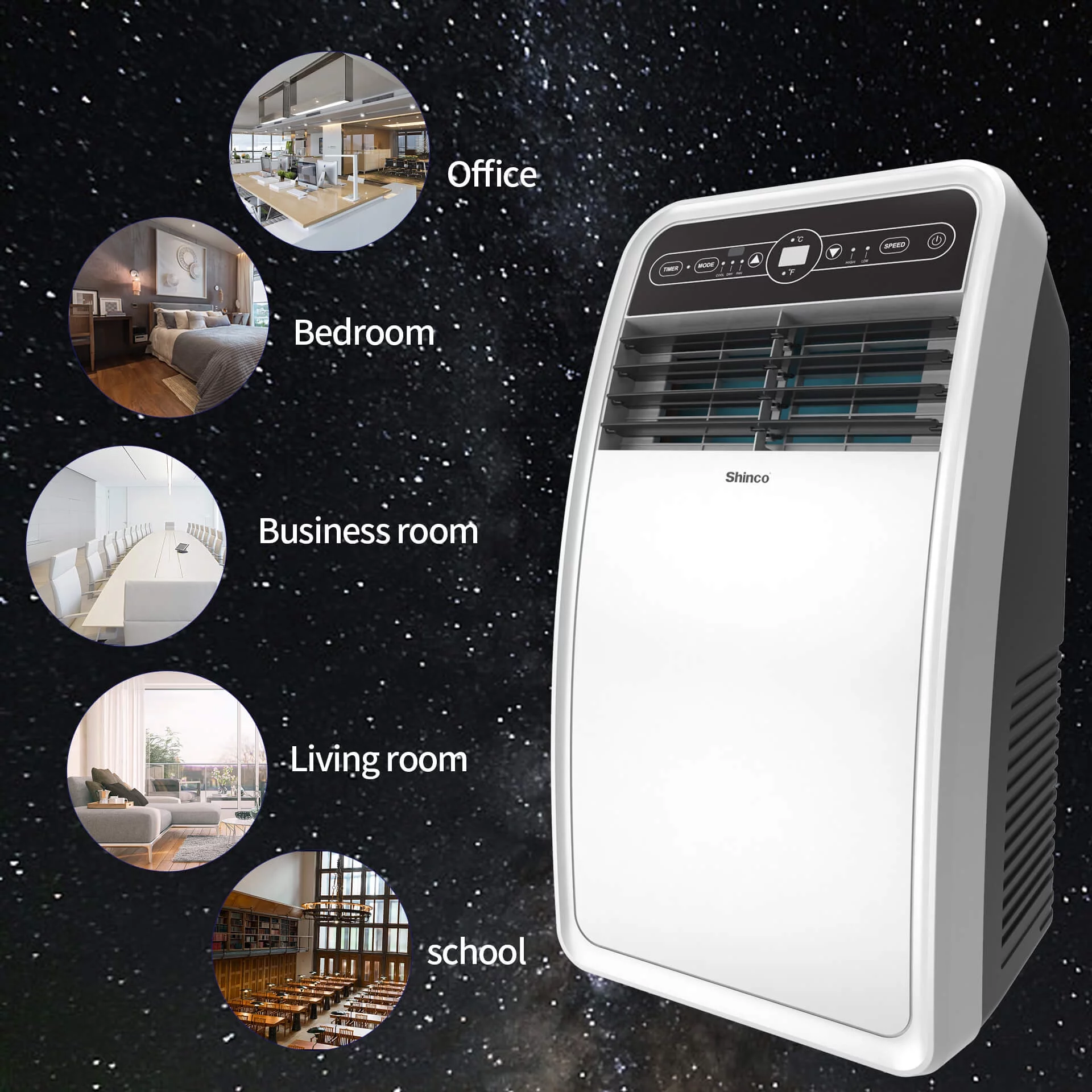 Shinco 4350BTU SACC(8000BTU ASHRAE) 3 in 1 Portable Air Conditioner, Air Cooler with Remote Control / Window Kit
