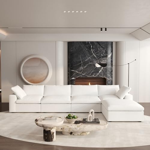 160.6" Cloud Couch Modular Sectional Sofa for Livingroom,Oversized Convertible Sofa with Storage Ottomans,6 Seat Wide Couches