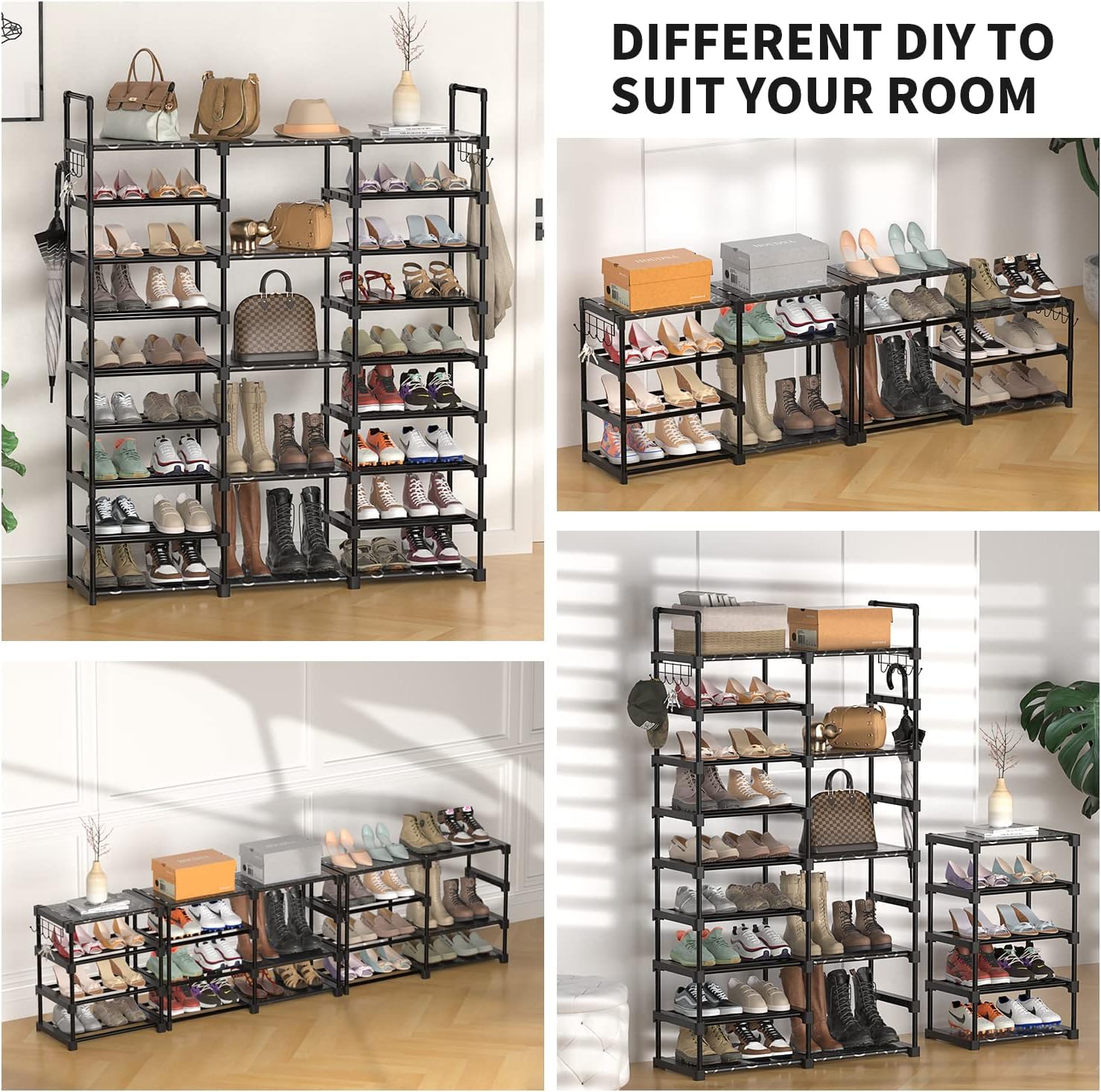 TIMEBAL 9 Tiers Shoe Rack Storage Organizer Shoe Shelf Organizer for Entryway Holds 50-55 Pairs Shoe and Boots