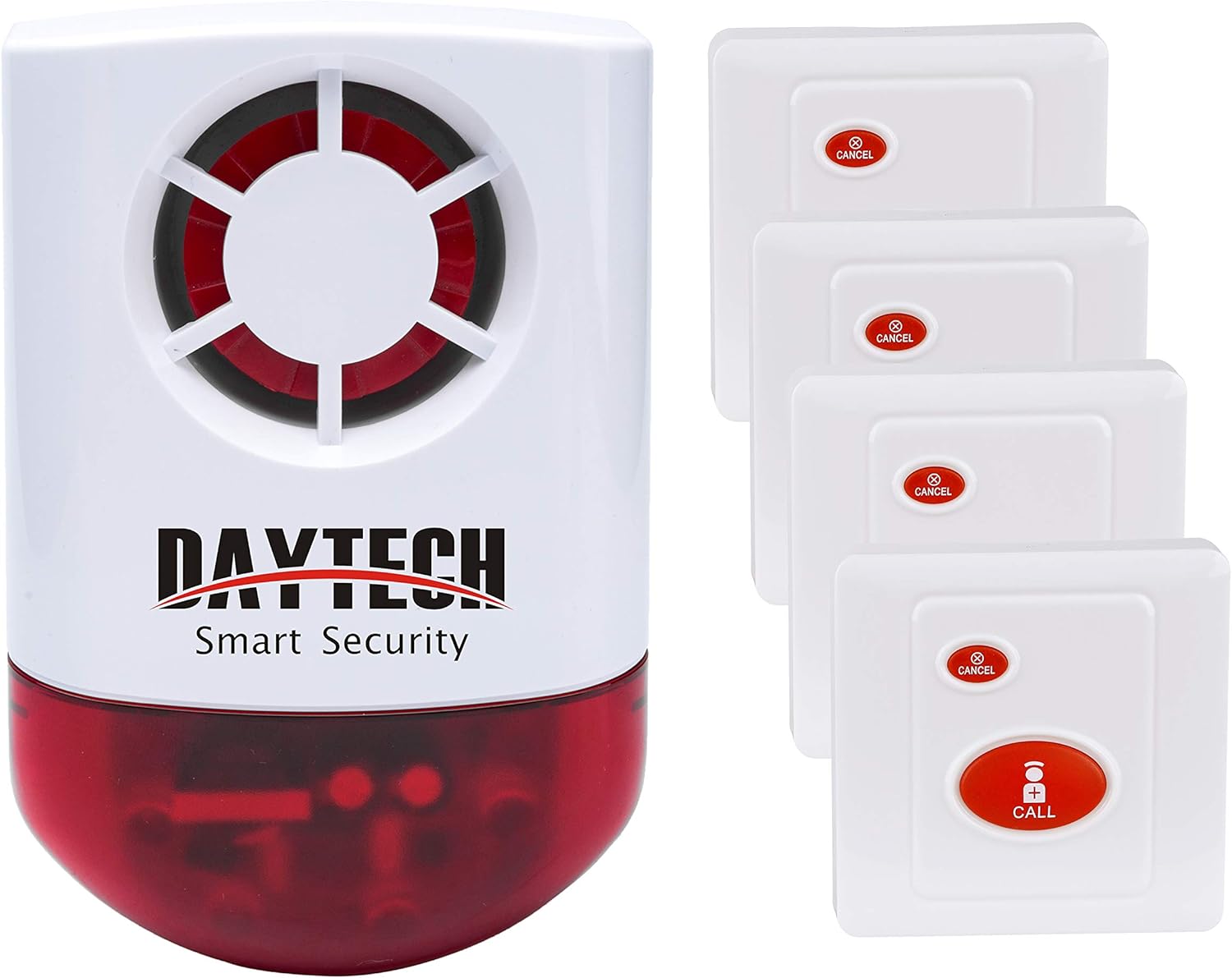 Daytech Remote Emergency Strobe Siren Alarm Kit Waterproof Outdoor Loud Panic Sos Warning System for Business Home Shop Hotel School 800ft 1 Red
