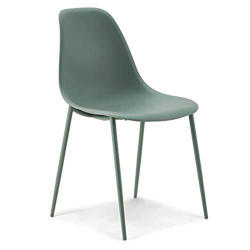 POLY & BARK Isla Modern Kitchen Chairs Set of 4 - Plastic Dining Chair with Metal Legs