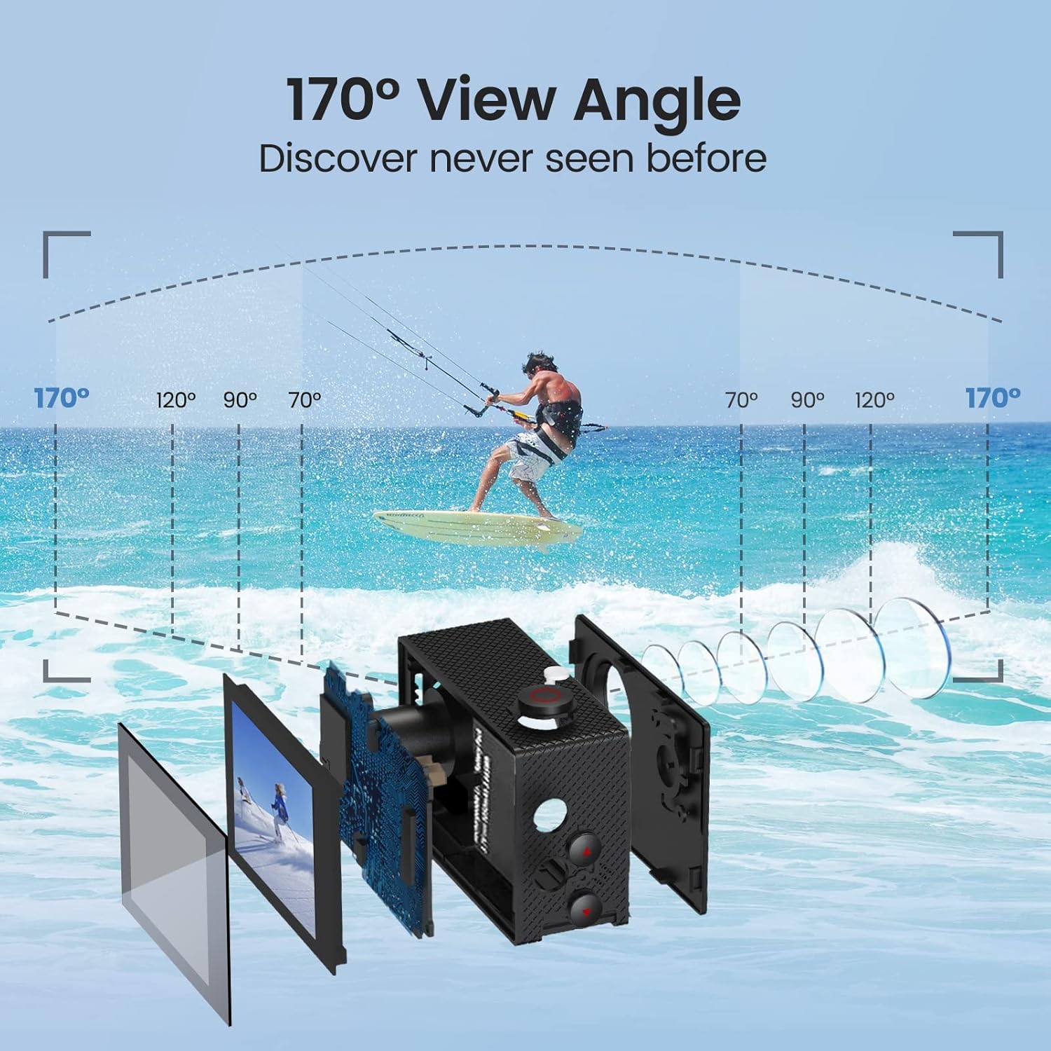 AKAIRIO Action Sports Camera with Accessories Mount Kit 3 Batteries Charger,HD WiFi Underwater Camera with Waterproof Case Remote