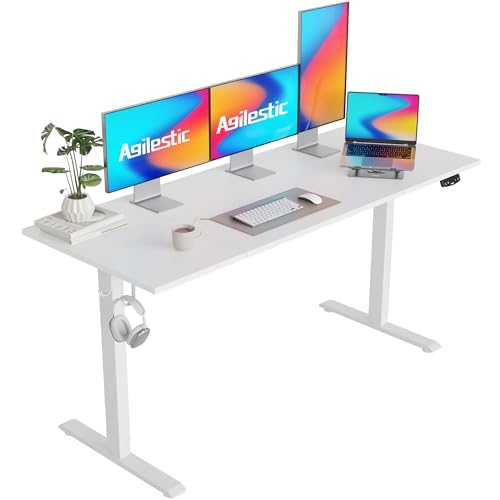 Agilestic L Shaped Electric Standing Desk with 2 Drawers, 63 Inch Ergonomic Adjustable Height Desk with Storage