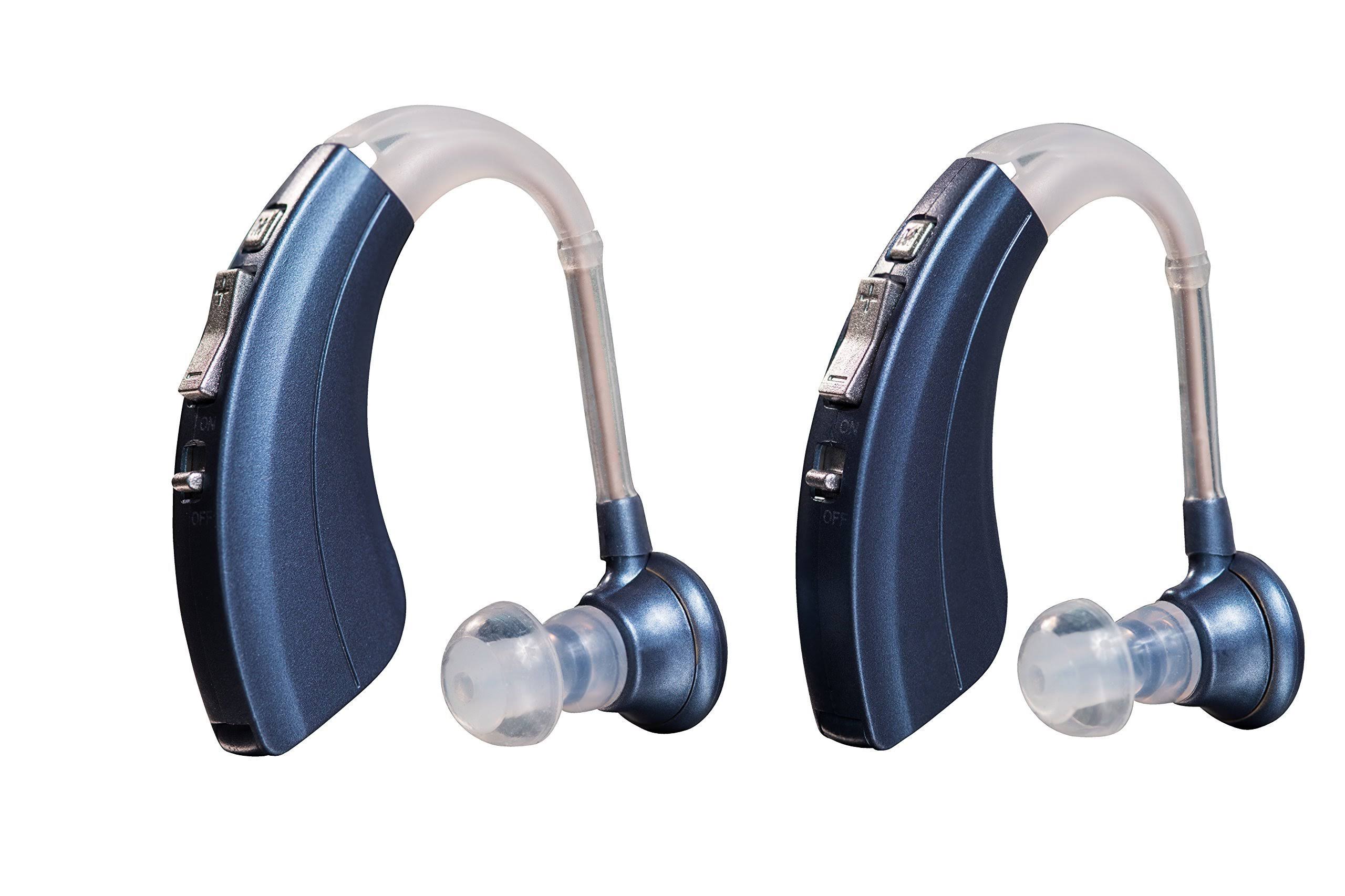 Digital Hearing Amplifiers Qty 2 ( Modern Blue ) 500HR Battery by Britzgo BHA-220D