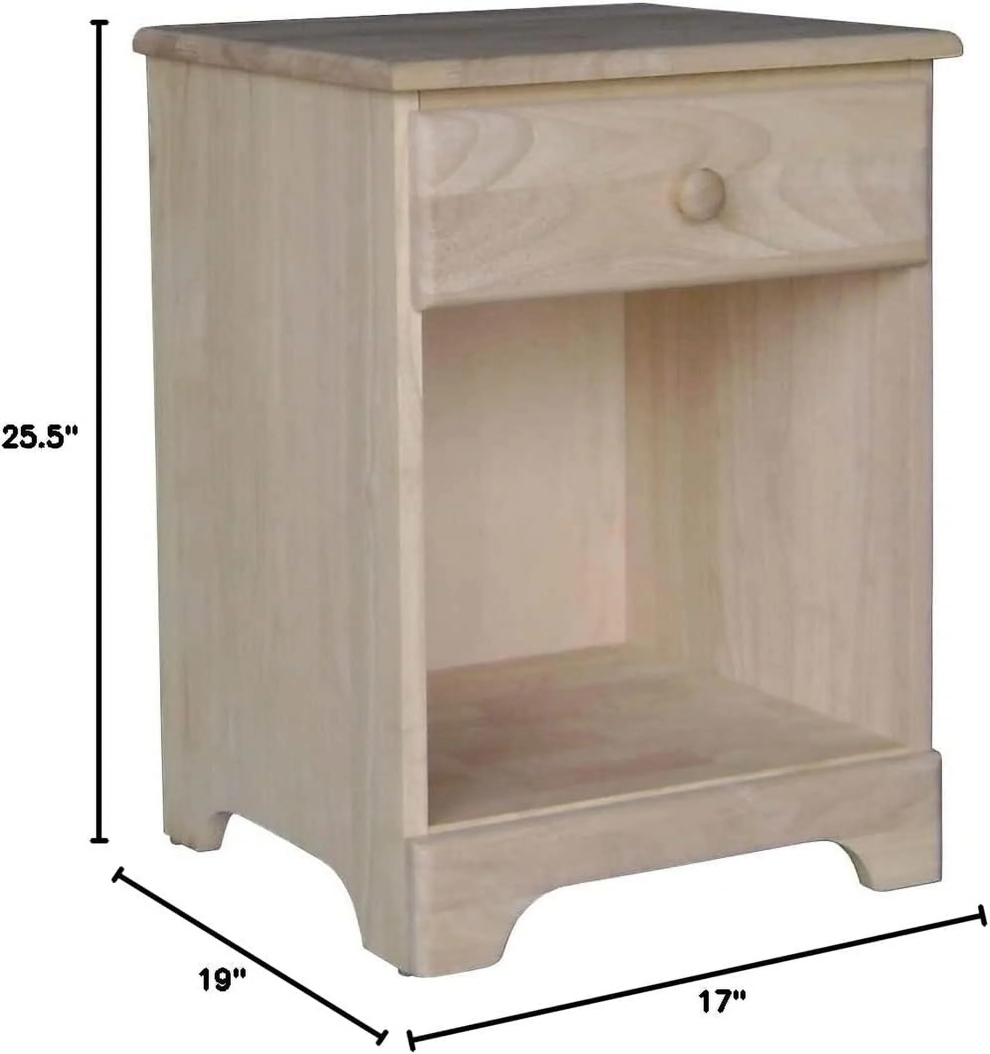 Night Stand with One Drawer  Unfinished