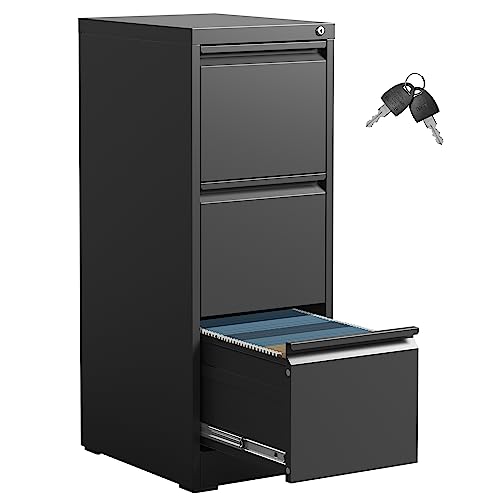 3 Drawer File Cabinet,Metal Filing Cabinets for Home Office,Vertical File Cabinet with Lock