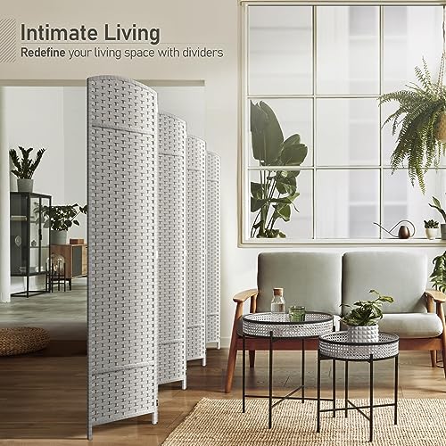 Sorbus 8-Panel Black Room Divider with Double Hinged Panels, 6 ft Tall Folding Privacy Screen