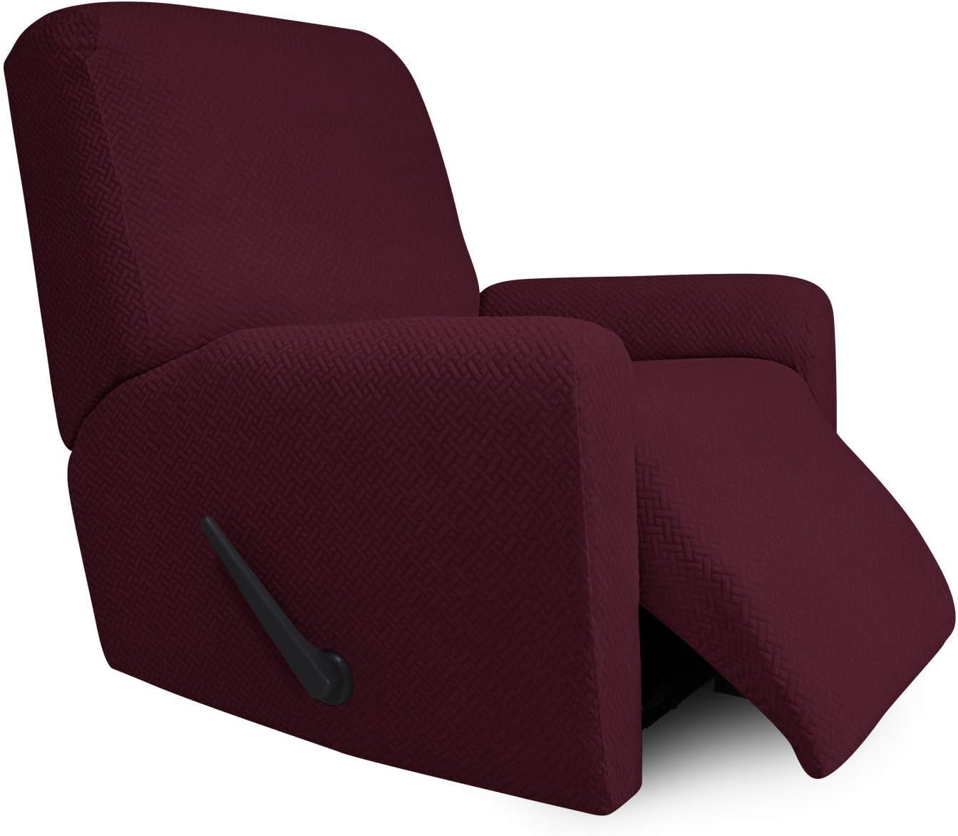 Easy-Going Stretch Jacquard Recliner Couch Cover, 4-Piece Soft Sofa Cover, Sofa Slipcover with Elastic Loop, Washable Furniture Protector for Kids