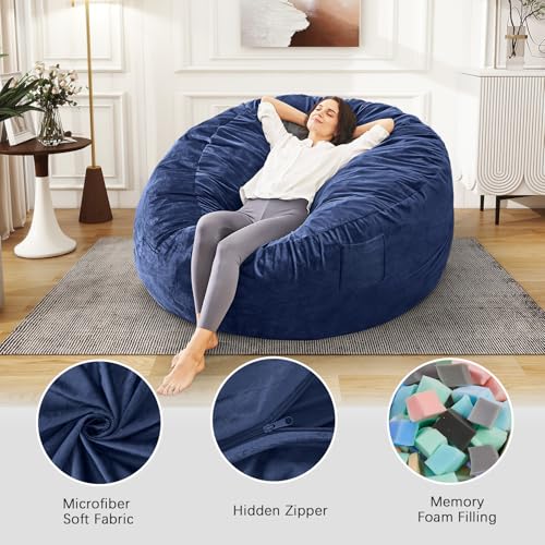 Bean Bag Chairs for Adults - Giant Bean Bag Chair Convertible Bean Bag Bed - Beanbag Chair with Micro Fiber Cover/Furniture Foam Filler