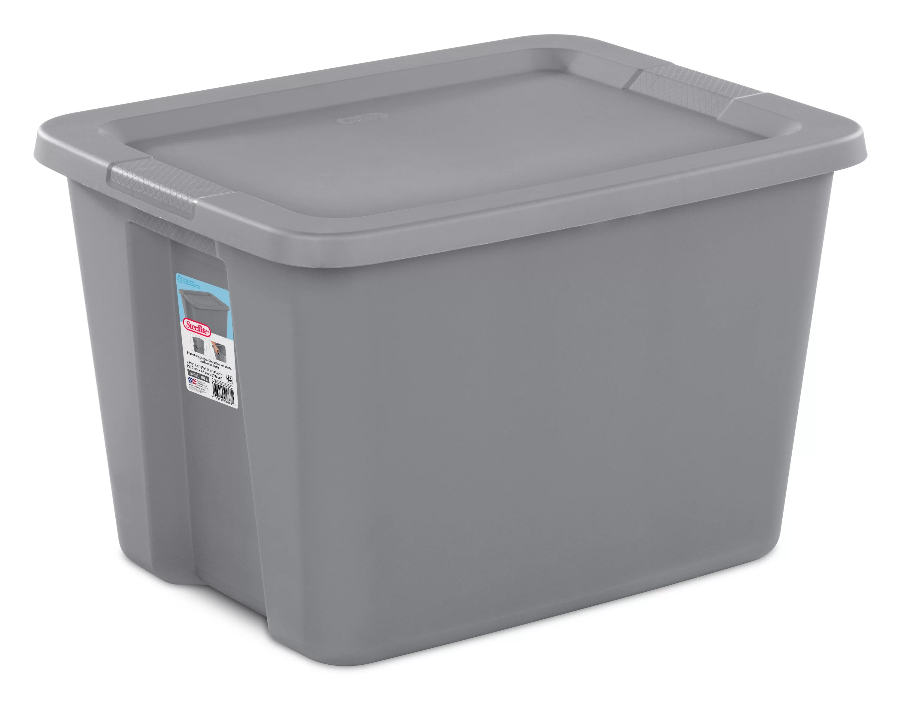 Sterilite 18 Gallon Tote Box Plastic, Gray, Set of 8