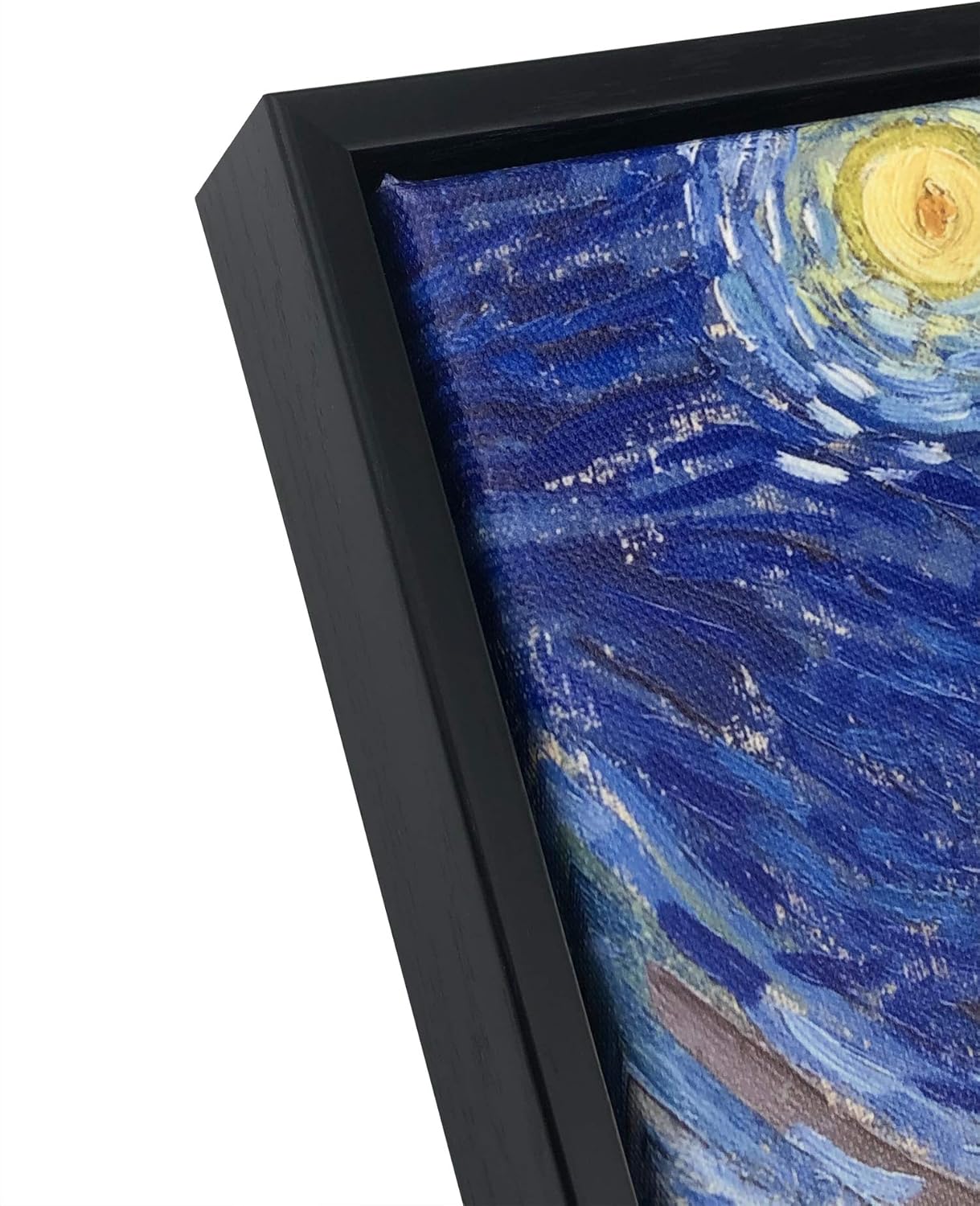Wieco Art Framed Art Canvas Prints of Starry Night by Vincent Van Gogh Paintings Reproduction Post-Impressionism Artwork Framed Wall Art for Living