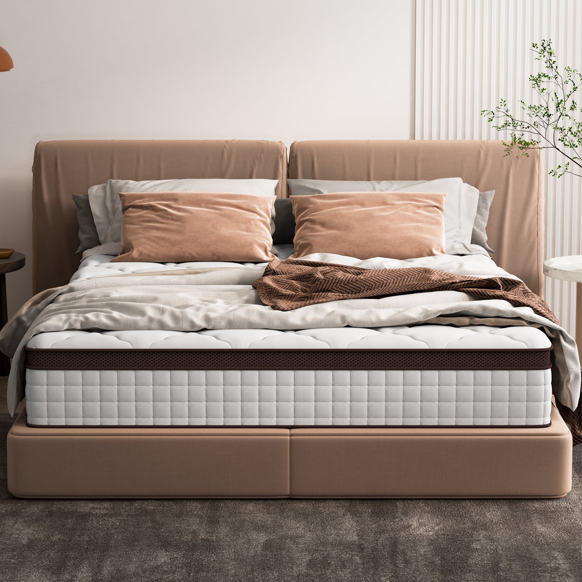 Queen Size Hybrid Mattress, Kescas 8 inch Queen Mattress with Cooling Gel Memory Foam, Fiberglass Free, Medium Firm - Radiant Selections