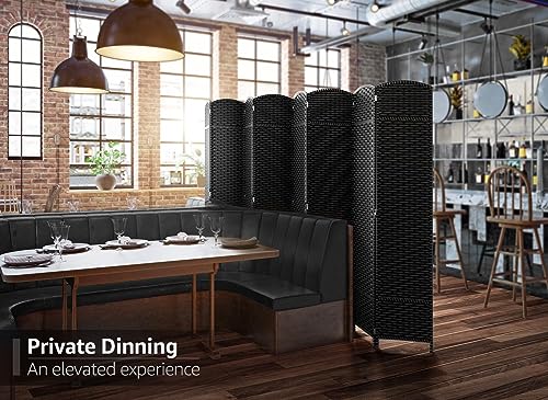 Sorbus 8-Panel Black Room Divider with Double Hinged Panels, 6 ft Tall Folding Privacy Screen