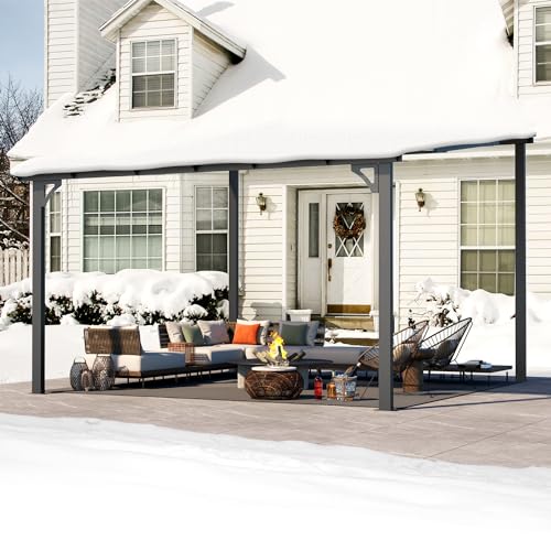 AECOJOY 10&rsquo; x 10&rsquo; Gazebo, Wall Mounted Gazebos Pergola on Clearance, Outdoor Patio Lean to Gazebo Awnings for Deck, Porch
