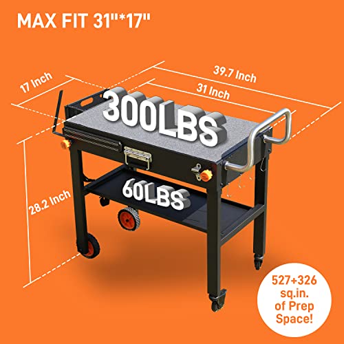 Outdoor Grill Table,Blackstone Griddle Stand,BBQ Prep Table With Wheels And Seasoning Tray,Universal Grill Cart Fit 17 Inch Or 22 Inch Griddle