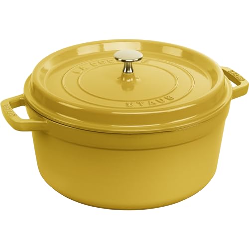 STAUB Cast Iron Dutch Oven 5.5-qt Round Cocotte, Made in France, Serves 5-6, Black Matte