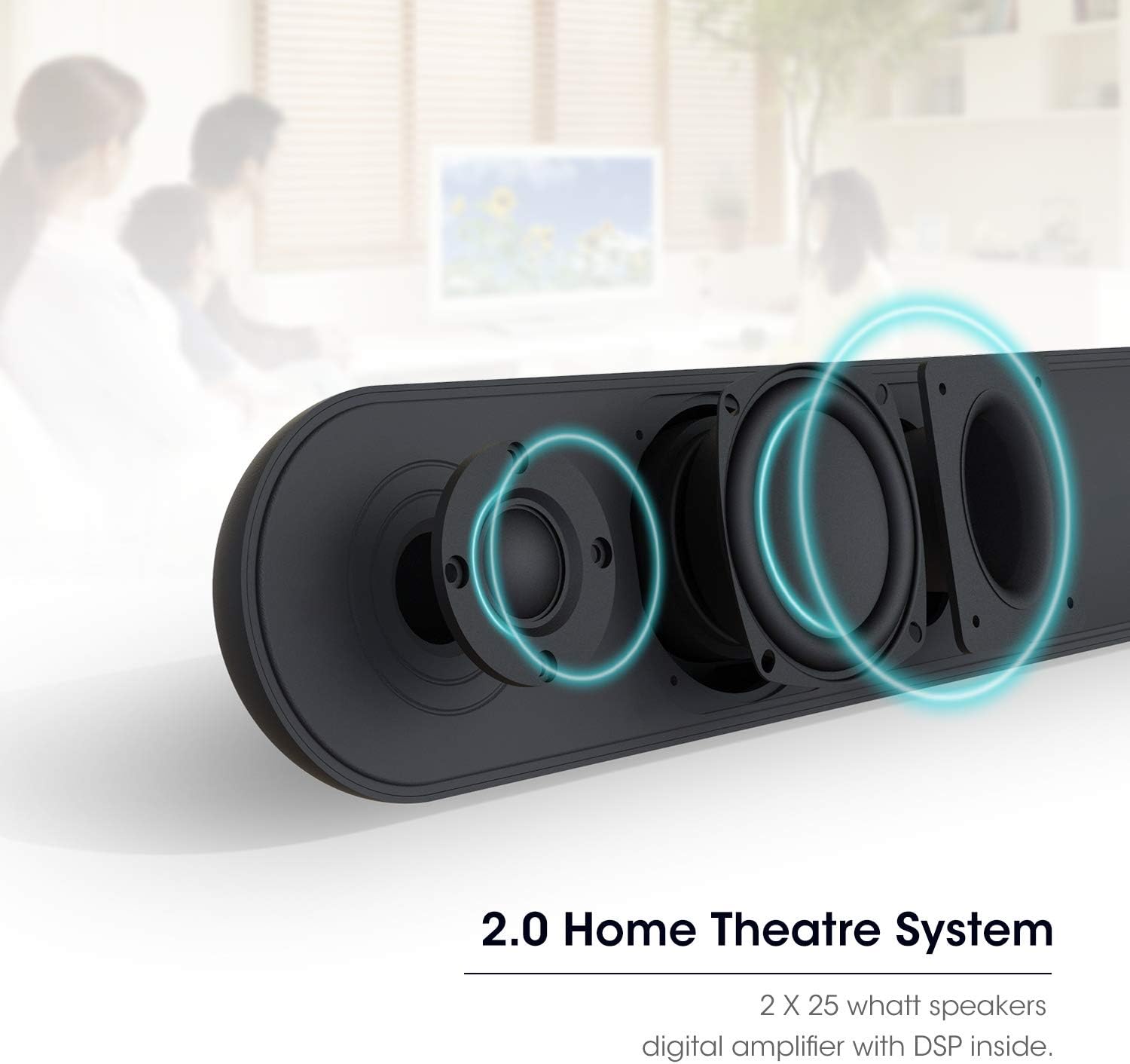 Sound bar, Bestisan Soundbar TV Sound bar Wired and Wireless Bluetooth Audio Speakers(28 Inches, 4 Drivers, Bluetooth 5.0 Version