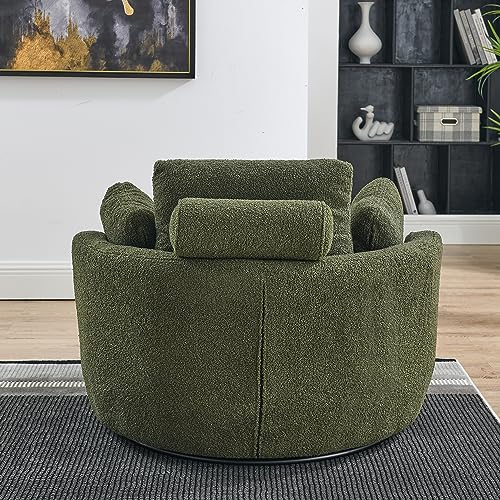 51.5-Inch Oversized Swivel Accent Barrel Chair with Storage Ottoman ,Button Decor and 4 Pillows