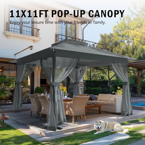Outdoor Pop Up Gazebo 10x10 - Instant Canopy Tent with Mosquito Nettings