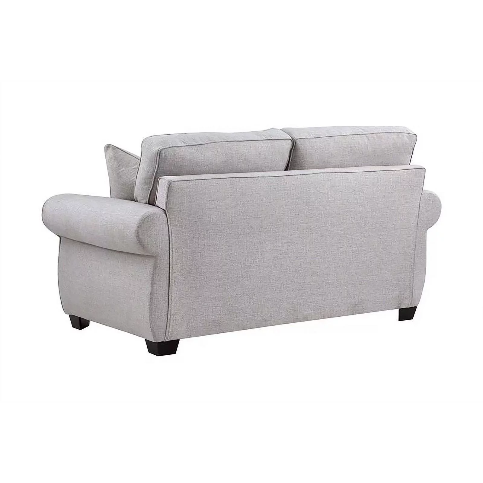 Pemberly Row Transitional Fabric Loveseat with Rolled Arms in Cream