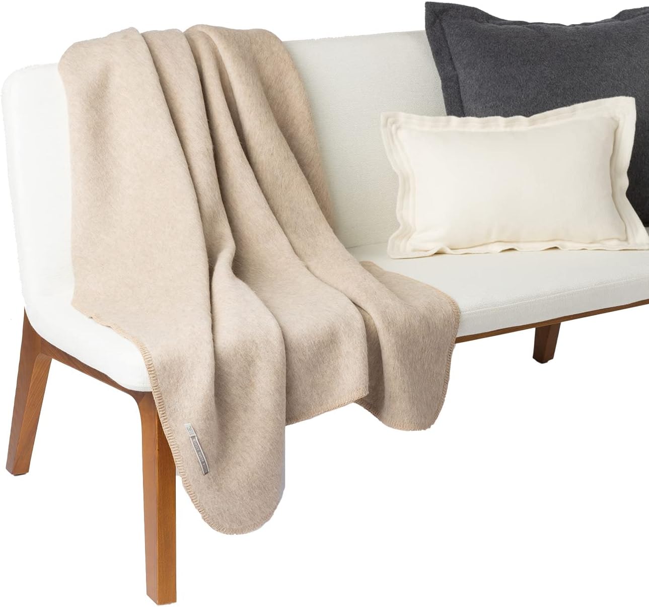 Glamper Alpaca Blanket by Alicia Adams Alpaca | Throws for Couch, Bed or Armchair Winter Blanket |51 x 71 in. White