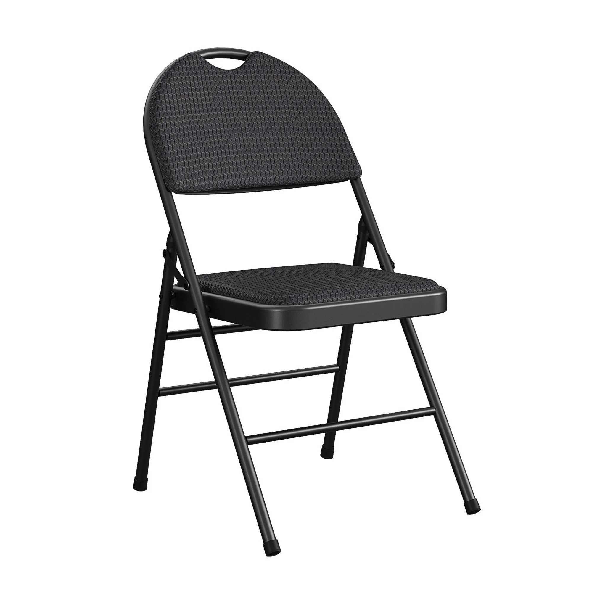 COSCO Commercial XL Comfort Fabric Padded Metal Folding Chair, Triple Braced, Black, 4-Pack