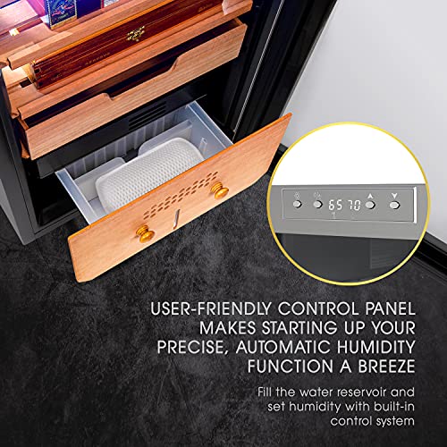 SCHMÉCKÉ 250 Cigar Cooler Humidor with 3 in 1 Precise Cooling, Heating & Humidity Control, Stainless Steel Trim Finish Cabinet