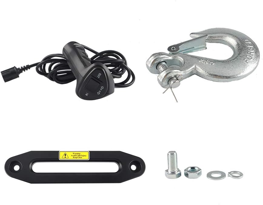 12V DC Winch with Synthetic Rope: 9.5MM X 28M(3/8"-91.86'), 6 Ton (12,000 lb) Pulling Capacity