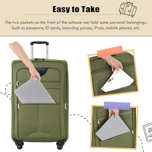 Merax Suitcase Set Softside 3-Piece Expandable Luggage with TSA Lock Spinner Wheels Lightweight Upright Luggage with Travel Bag(22/26/30 IN
