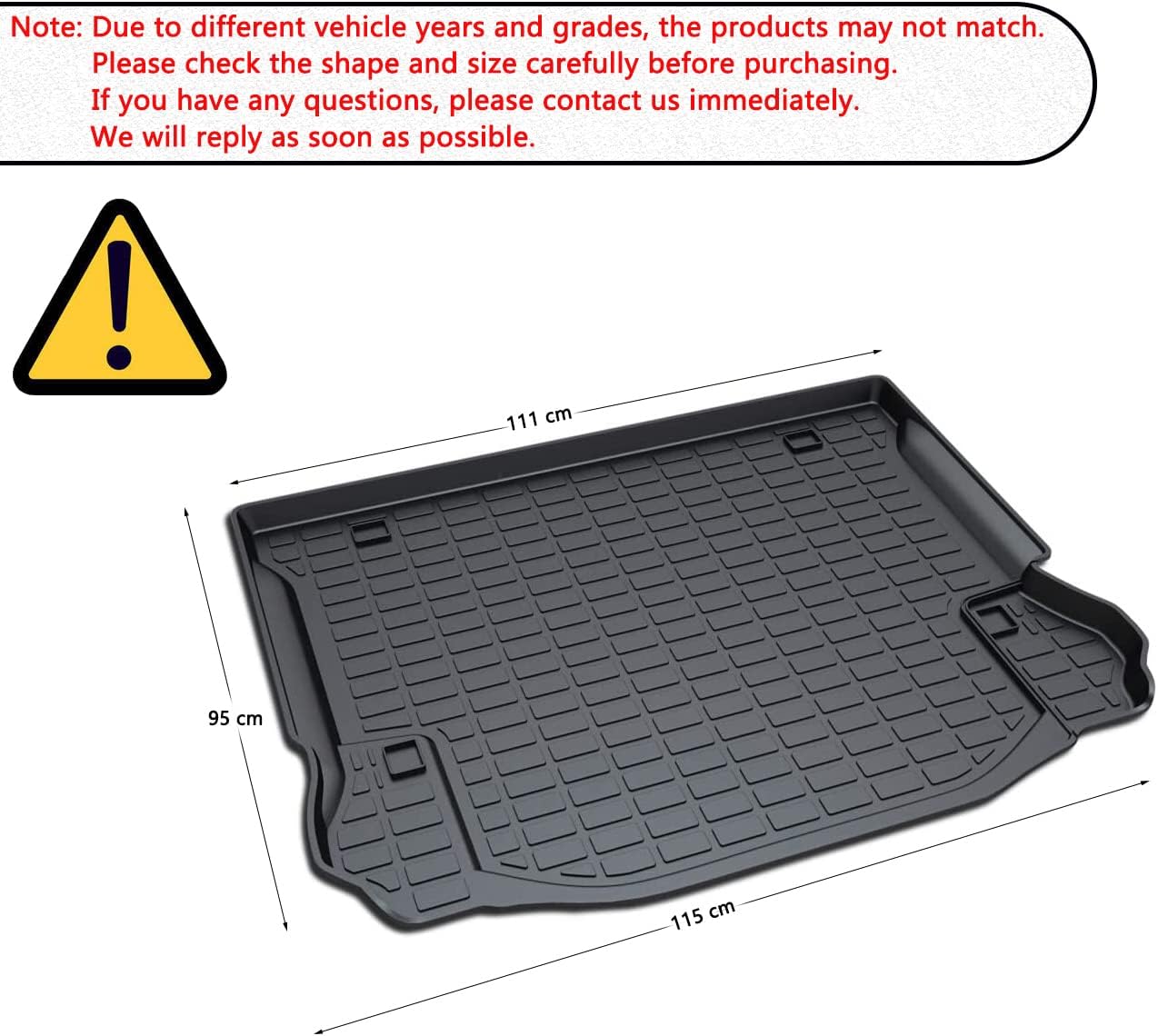 Wrangler JL Cargo Liners，All Weather Guard 3D Modeling Heavy Duty TPO Waterproof Rear Cargo Tray Trunk Floor Mat Protector Custom Fit for 2011 2012