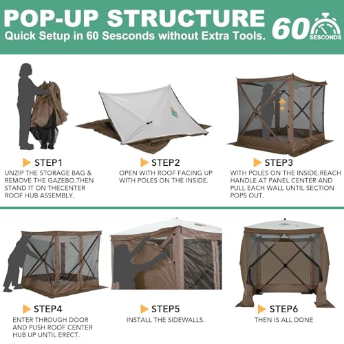 COBIZI 12x12ft Pop up Gazebo Screen Tent Screen House for Camping, Camping Outdoor Screened Gazebo, Canopy Tent