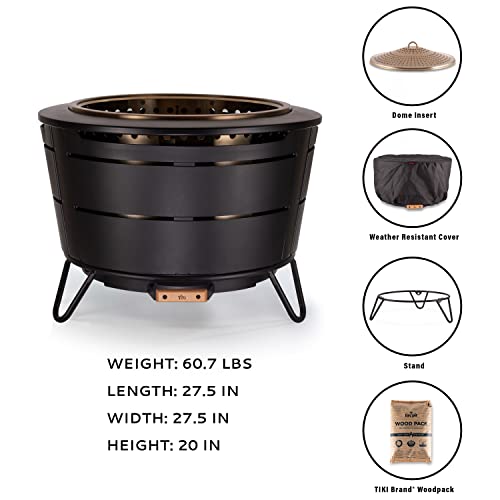 TIKI Brand Reunion Smokeless Fire Pit | Large Wood Burning Outdoor Fire Pit, Great for Large Gatherings - Includes Starter Pack