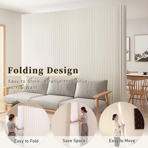 Custom Folding Paper Room Divider, Lightweight Freestanding Privacy Screen Partition Wall for Home or Office, Foldable, Compact Storage