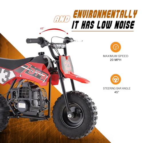 Superrio 49CC 2-Stroke Gas Power Mini Dirt Bike Dirt Off Road Motorcycle (Red)