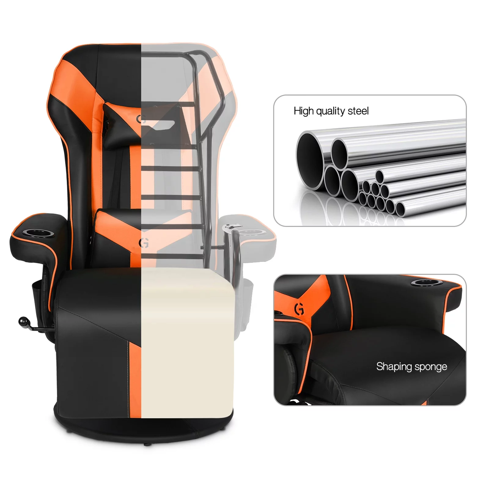 King Throne Ergonomic Gaming Chair High Back Video Racing Chair Swivel Recliner Chair with Footrest, Adjustable Backrest, Headrest, Lumbar Support