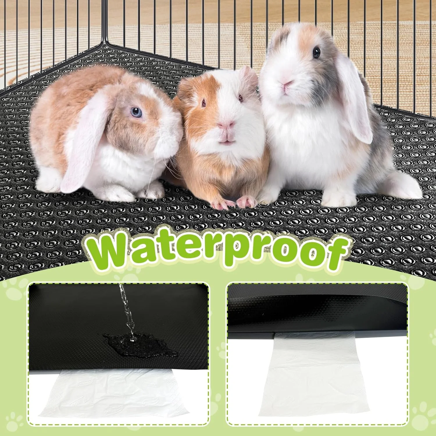 Waterproof Pet Cage Liner 2 Pack 118x18inch Reusable Floor Mat for Rabbit Dog Guinea  Chinchilla Ferret