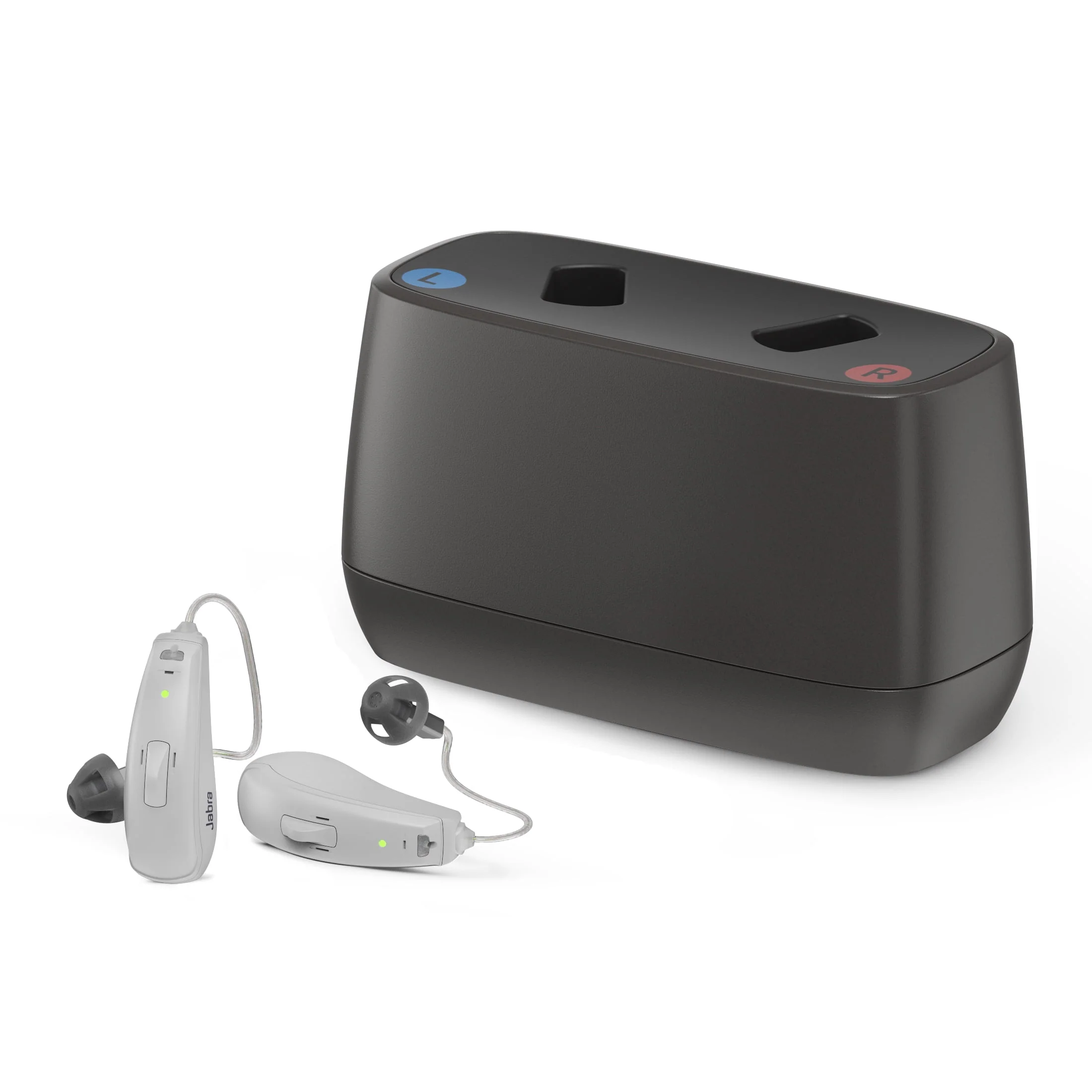 Jabra Enhance Select 50R Rechargeable, Behind-the-Ear Hearing Aids with Remote Professional Care and Bluetooth Streaming, Gray