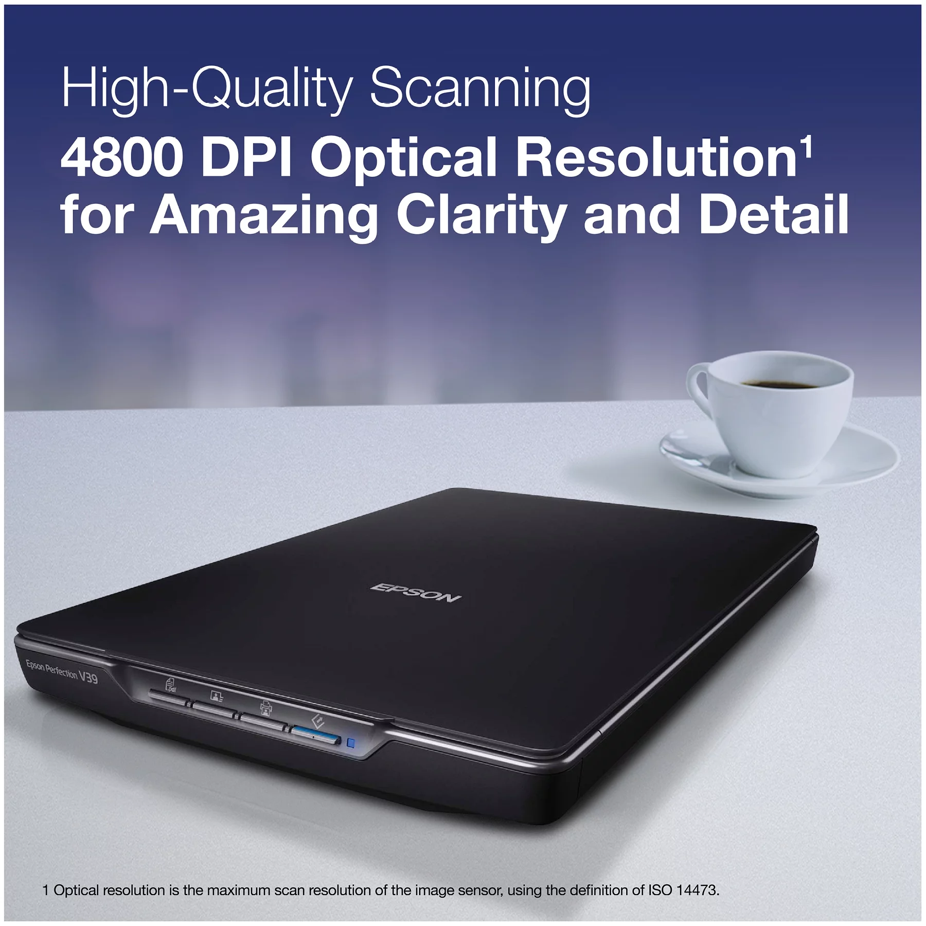 Epson Perfection V39 Color Photo and Document Scanner, 4800 x 4800 dpi, Black