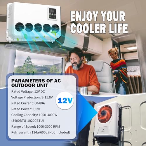 12,000 BTU Truck Air Conditioner 12V, 12 Volt DC Air Conditioner for Truck Parking Split Electric AC Unit