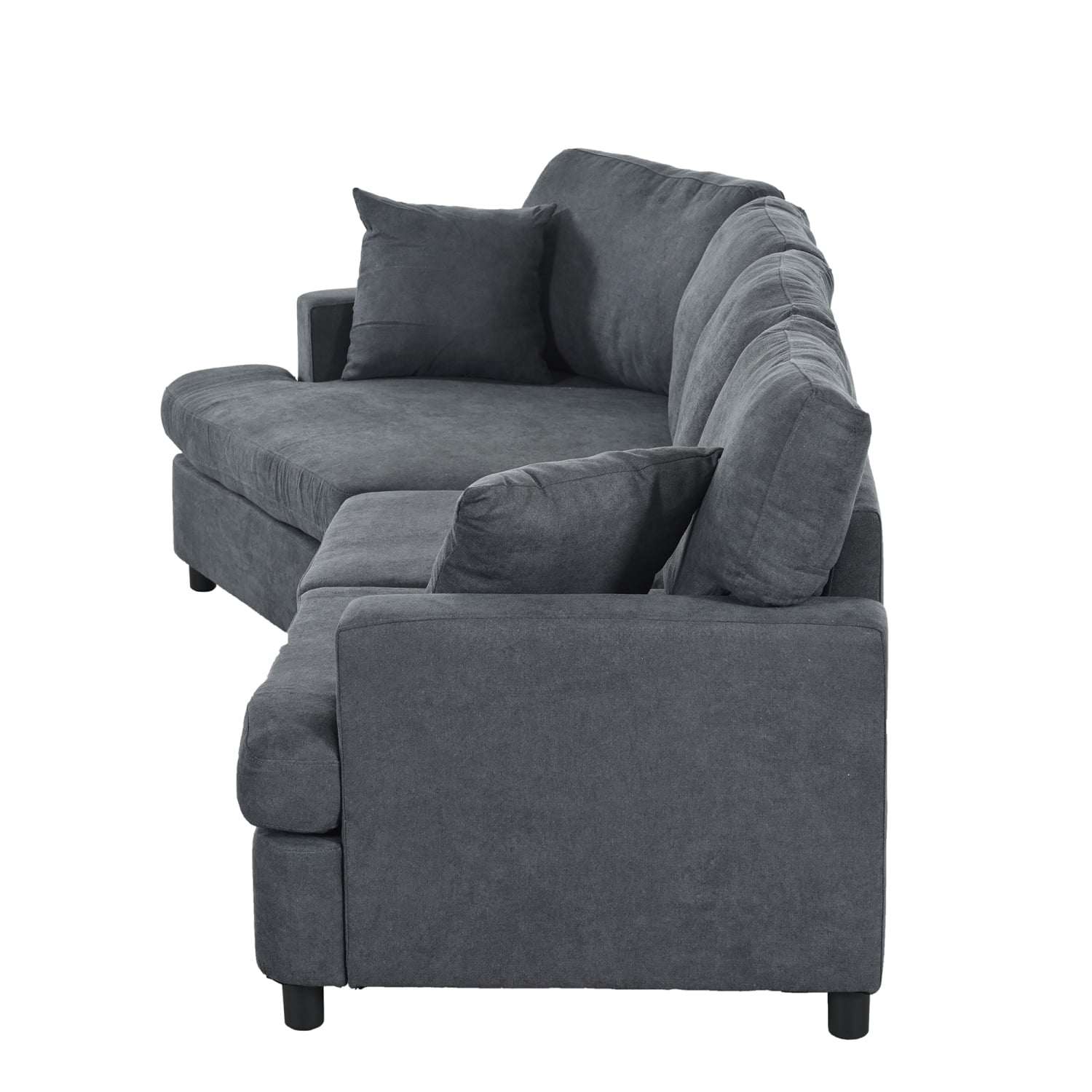 Churanty Modern 3 Seat Sectional Sofa Upholstered Curved Couch with Pillows for Living Room Apartment,Gray