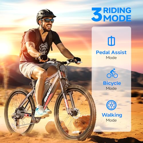 Totem Electric Bike for Adults, 750W Peak 26" Ebike for Men Women Teens with 375WH, 21 Speed, 20Mph, Up to 40Miles Front Suspension