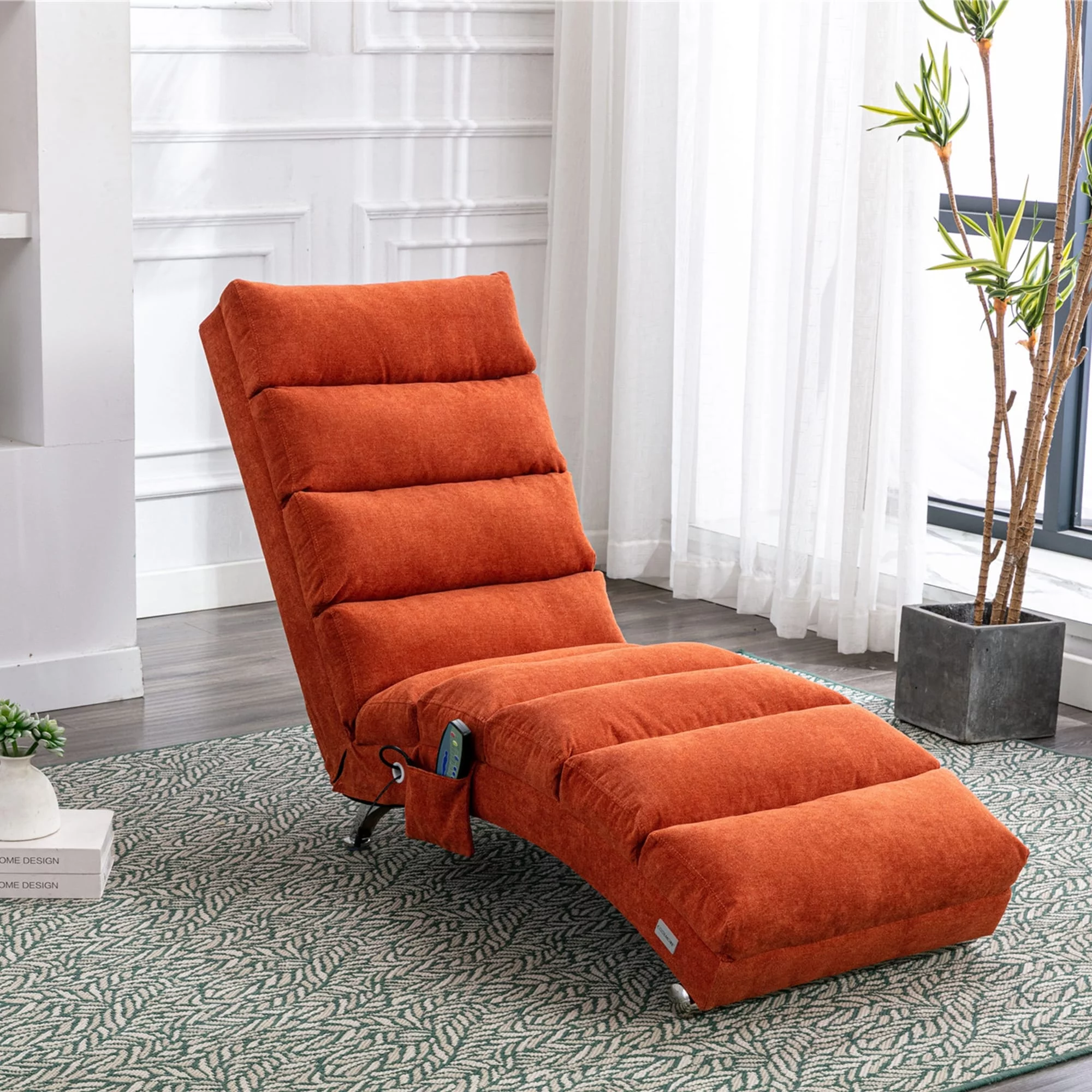 Modern Tufted Oversized Chaise Lounge Massage Chair For Living Room, Bedroom Grey