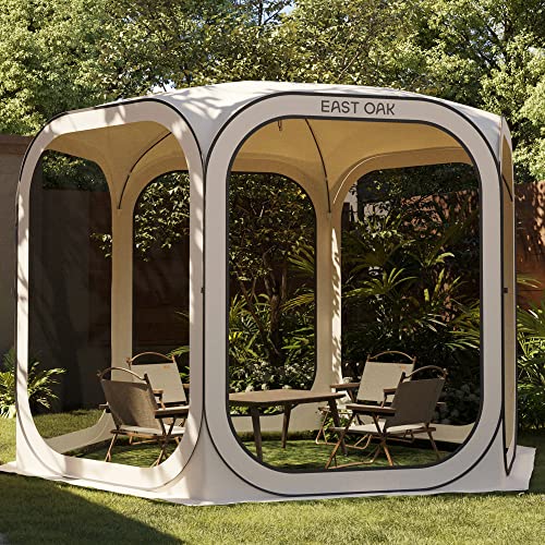 EAST OAK Screen House Tent Pop-Up, Portable Screen Room Canopy Instant Screen Tent 10 x 10 FT with Carry Bag for Patio, Backyard