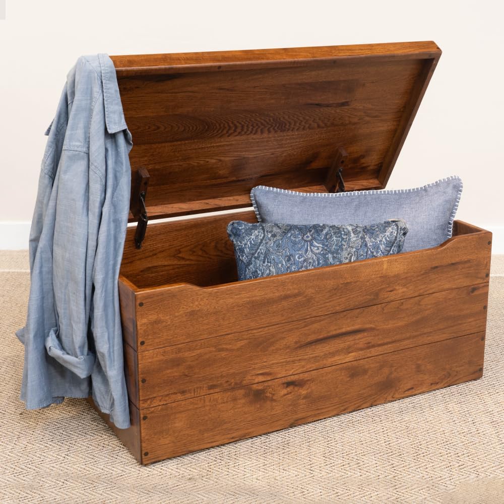 36” Wooden Storage Chest – Handmade Amish Hope Chest – Storage Trunk w/Anti-Slam Hinges – Solid Wooden Chest w/Handles – Clothing