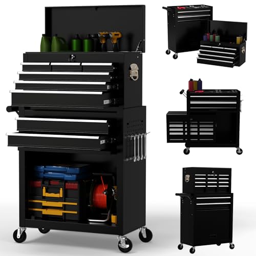 On Shine 8 Drawer Rolling Tool Chest, Large Capacity Rolling Tool Box with Wheels, Locking Mechanical Tool Chest