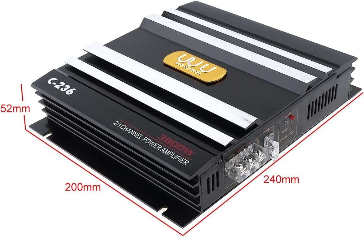 3800W 2 Channel Car Audio Stereo Amplifier,Universal 12V Bass Subwoofer Power AMP Aluminum Alloy,BessieSparks